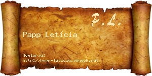Papp Letícia névjegykártya